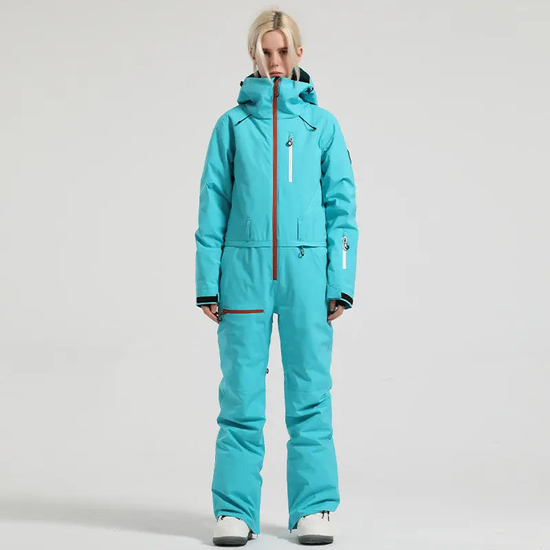 Stylish One-piece Ski Suits Slim Fit Zipper Closure Snowsuits 