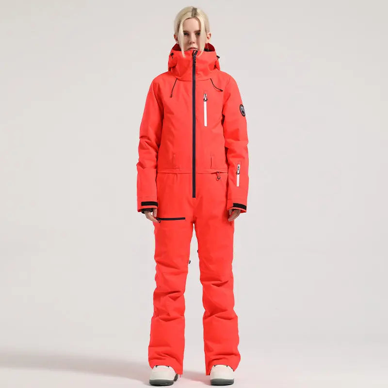 Stylish One-piece Ski Suits Slim Fit Zipper Closure Snowsuits 