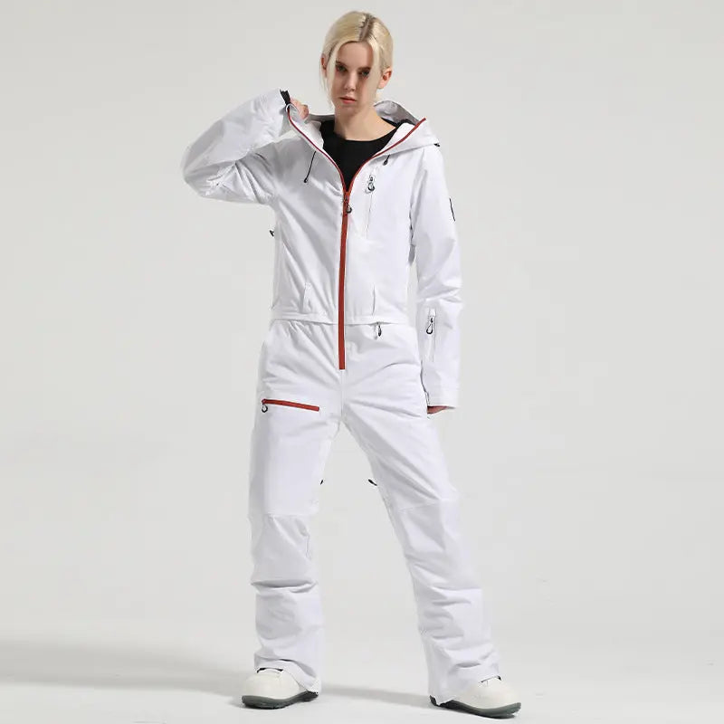 Stylish One-piece Ski Suits Slim Fit Zipper Closure Snowsuits 