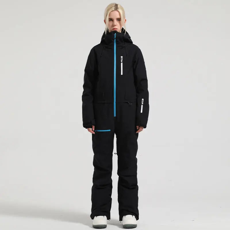 Stylish One-piece Ski Suits Slim Fit Zipper Closure Snowsuits 