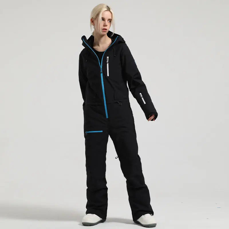 Stylish One-piece Ski Suits Slim Fit Zipper Closure Snowsuits 