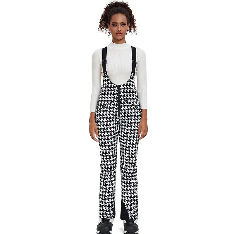 Unique Houndstooth One-piece Ski Jumpsuits Snowsuits 