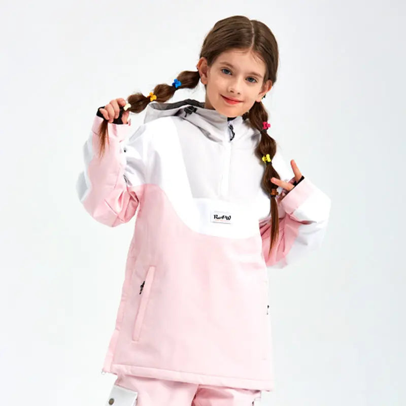 Unisex Anorak Snow Ski Jacket Kids Insulated Half-zip Snow Pullover HOTIANSNOW