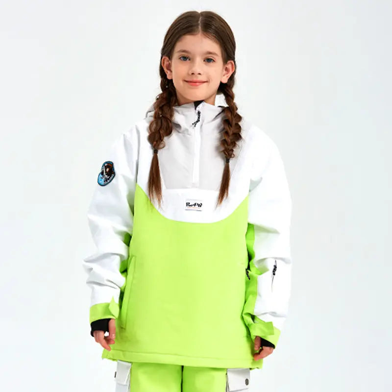 Unisex Anorak Snow Ski Jacket Kids Insulated Half-zip Snow Pullover HOTIANSNOW