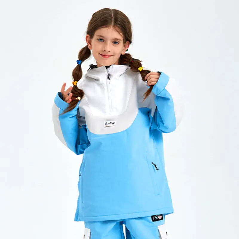 Unisex Anorak Snow Ski Jacket Kids Insulated Half-zip Snow Pullover HOTIANSNOW