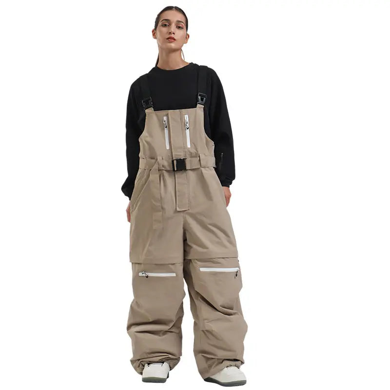 Unisex Baggy Snow Bibs Breathable Ski Overalls Pants 