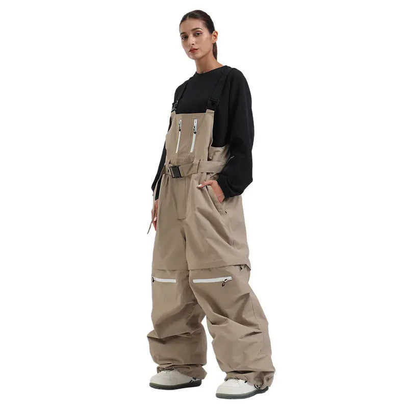 Unisex Baggy Snow Bibs Breathable Ski Overalls Pants 