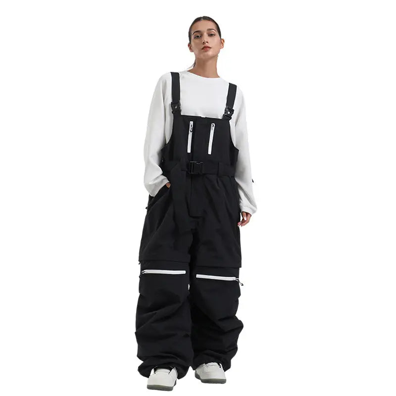 Unisex Baggy Snow Bibs Breathable Ski Overalls Pants 