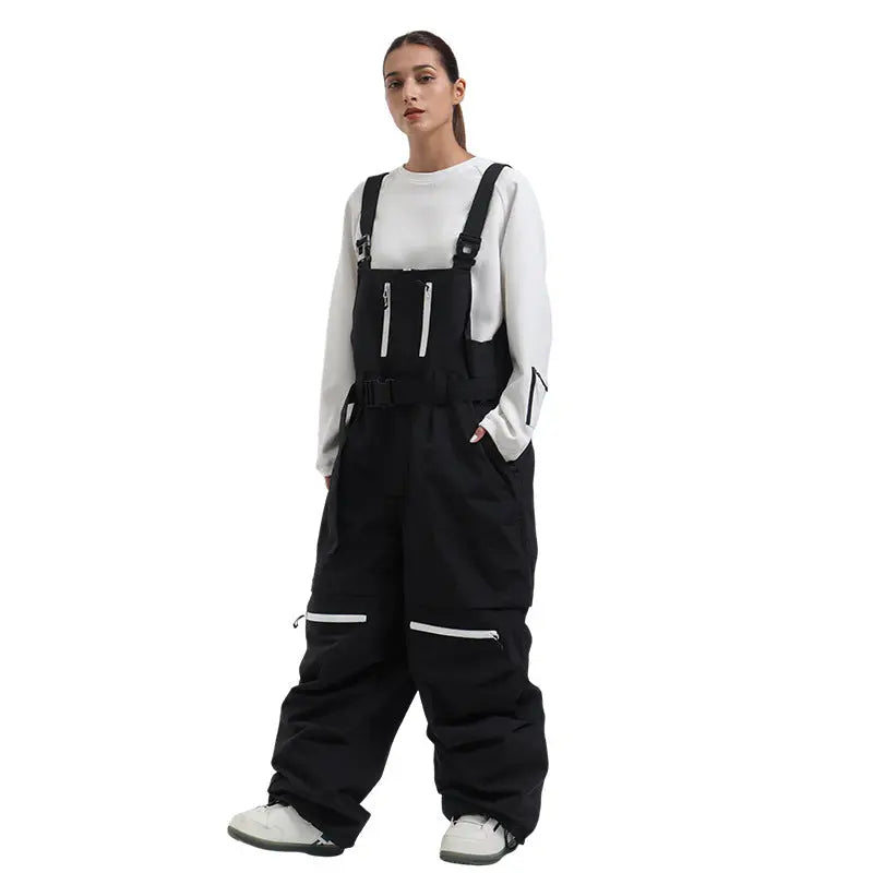 Unisex Baggy Snow Bibs Breathable Ski Overalls Pants 