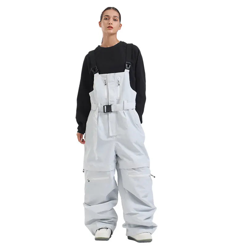 Unisex Baggy Snow Bibs Breathable Ski Overalls Pants 