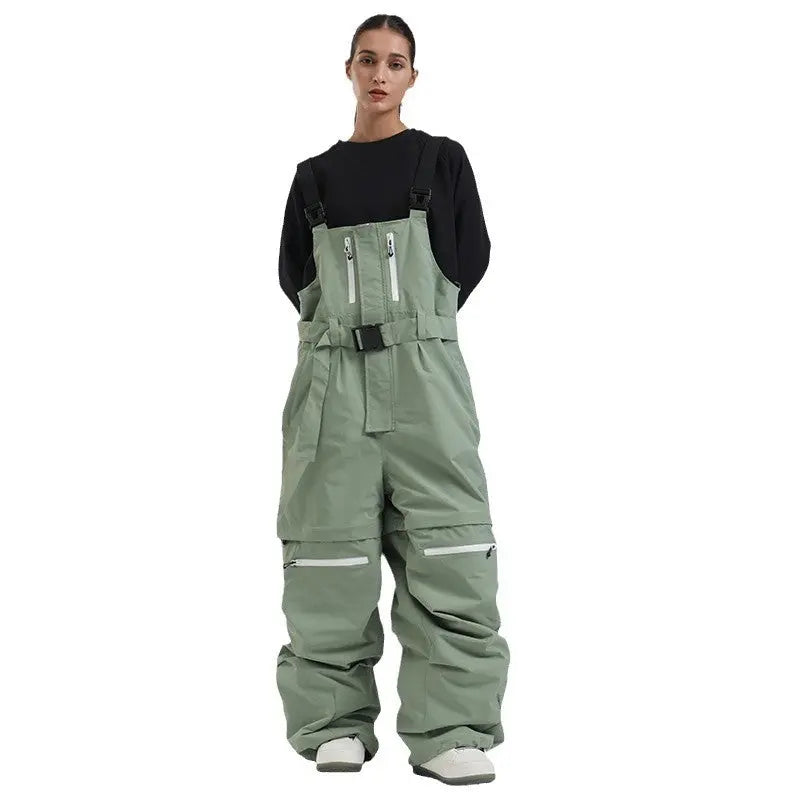 Unisex Baggy Snow Bibs Breathable Ski Overalls Pants 