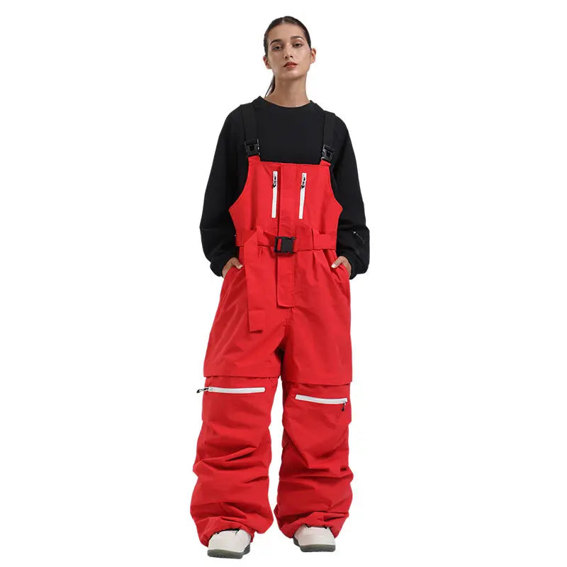 Unisex Baggy Snow Bibs Breathable Ski Overalls Pants 