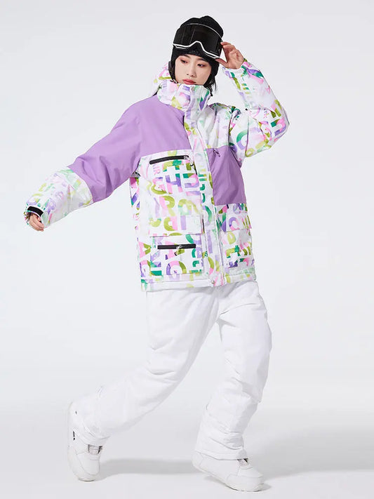 Unisex Patchwork Ski Snow Jacket & Bibs Outdoor Snowwear HOTIANSNOW