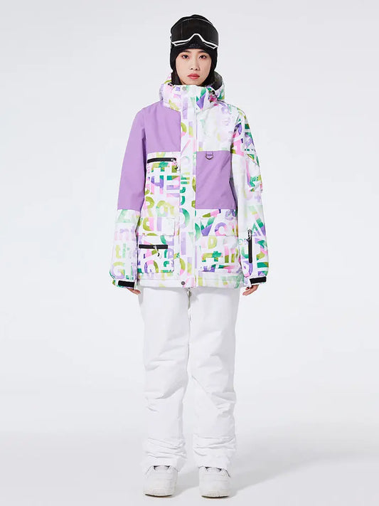 Unisex Patchwork Ski Snow Jacket & Bibs Outdoor Snowwear HOTIANSNOW