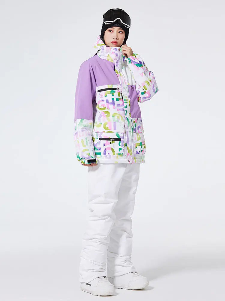 Unisex Patchwork Ski Snow Jacket & Bibs Outdoor Snowwear HOTIANSNOW