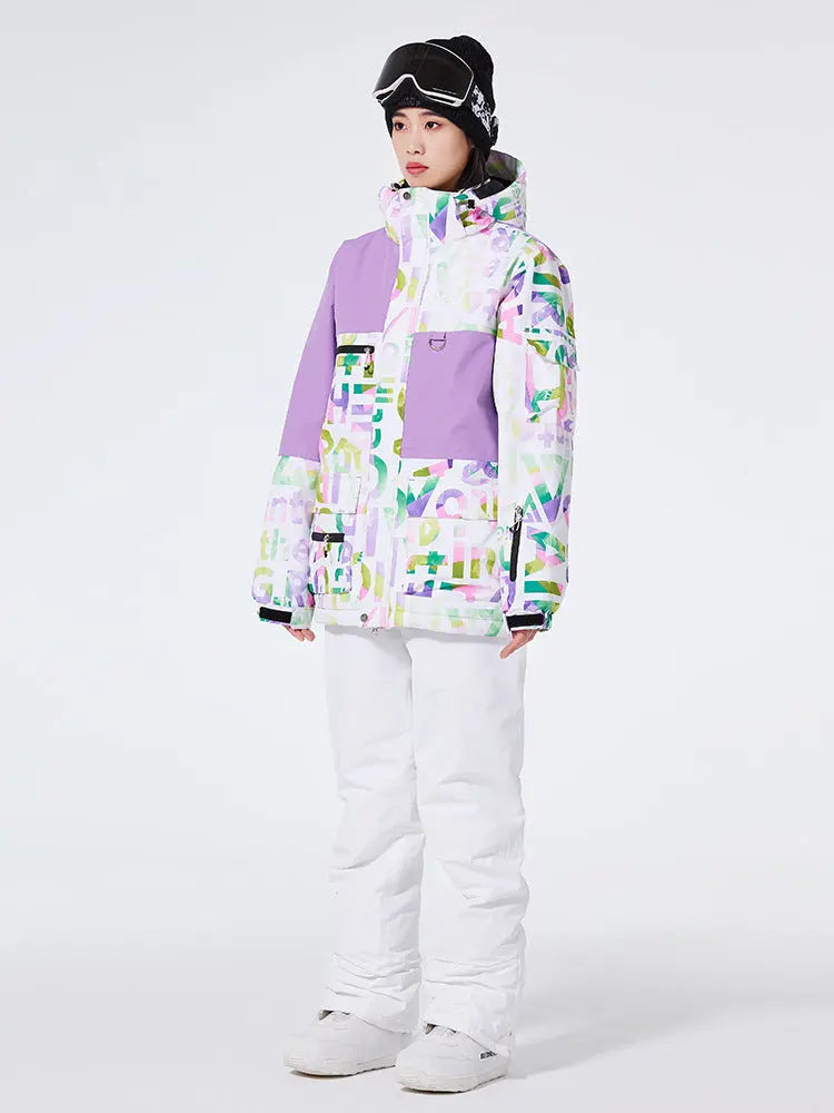 Unisex Patchwork Ski Snow Jacket & Bibs Outdoor Snowwear HOTIANSNOW