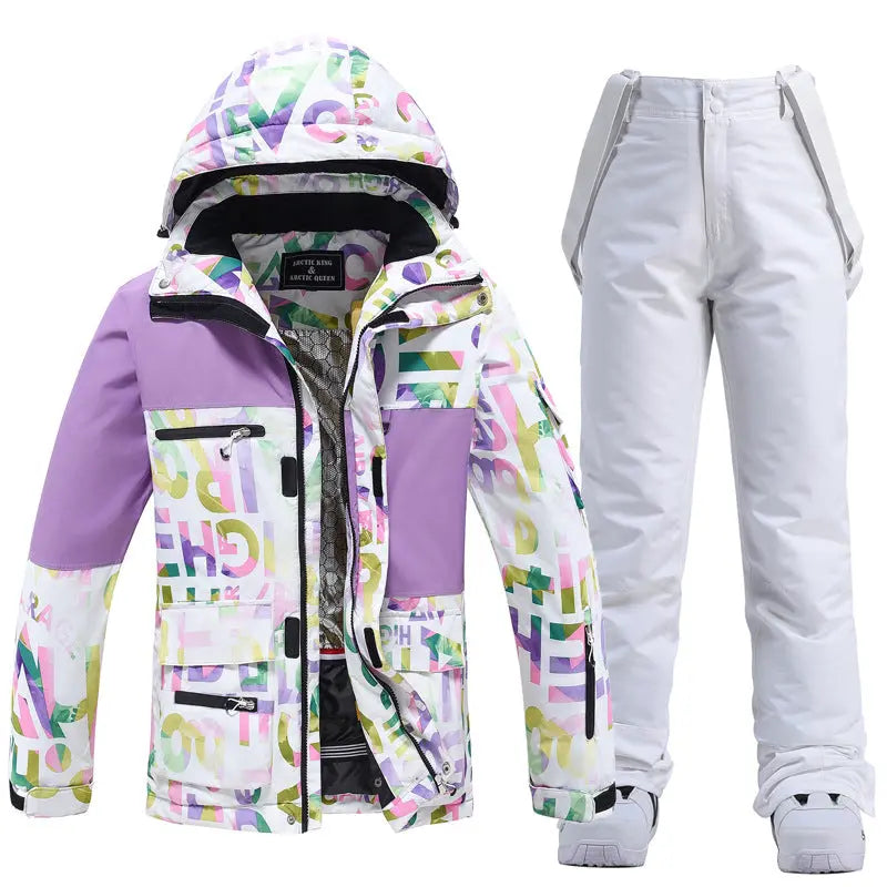 Unisex Patchwork Ski Snow Jacket & Bibs Outdoor Snowwear HOTIANSNOW