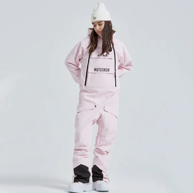 Unisex Ski Onesie Overalls Winter Hooded One-piece Snow Jumpsuits  