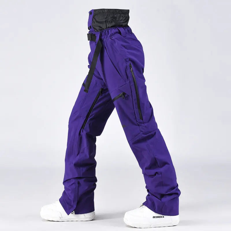 Unisex Snow Pants High Waist Windproof Winter Trousers 