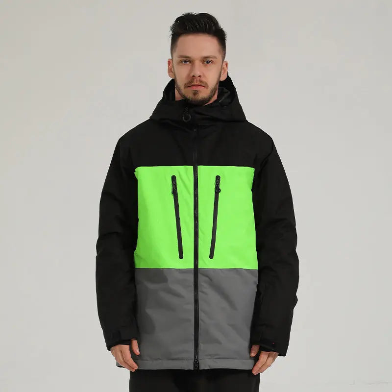 Winter Athletic Jacket for Skiing Colorblock Insulated Cargo Jacket HOTIAN