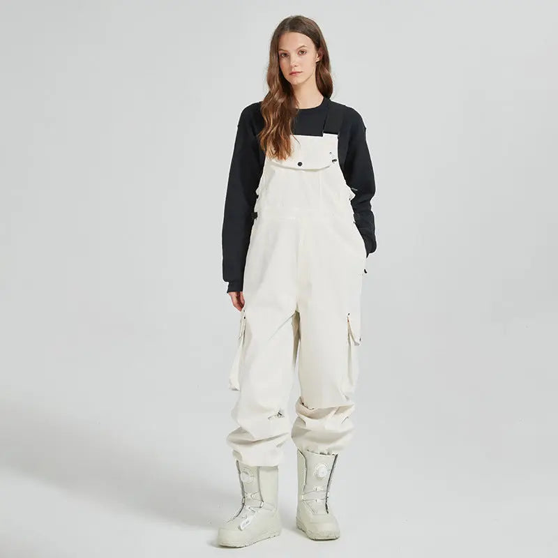 Women Baggy Skiing Bibs Premium Snowboarding Overalls Pants 