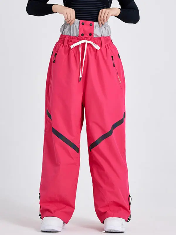 Women High Waist Outdoor Baggy Snow Pants HOTIANSNOW