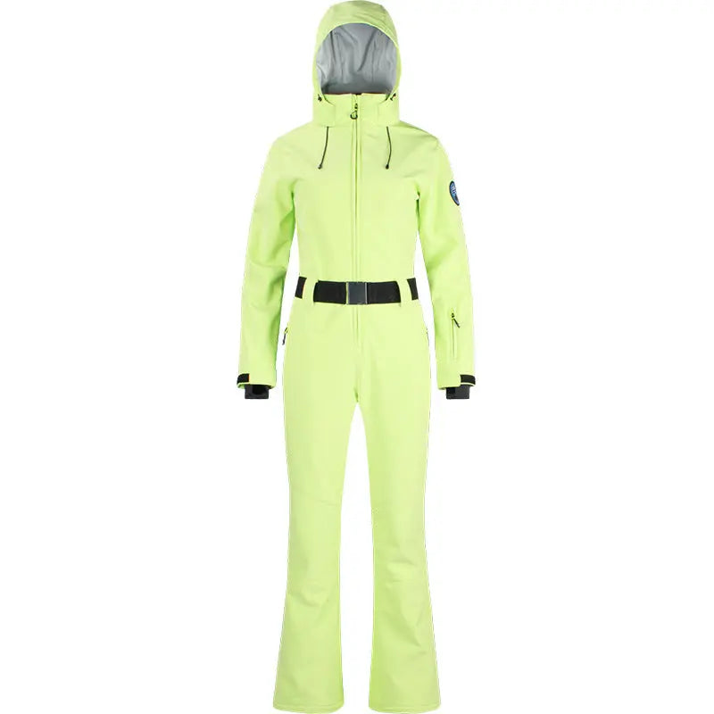 Women Hooded One Piece Jumpsuits Belted Slim Fit Snowsuits Top Level HOTIAN