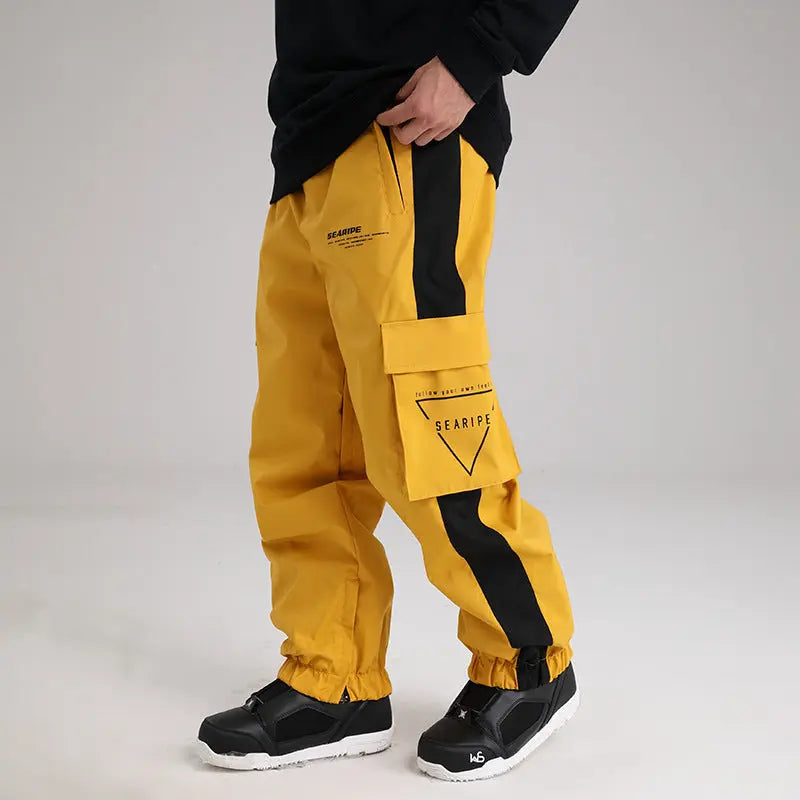 Women Reflective Ski Cargo Jogger Pants With Logo Print Pocket 