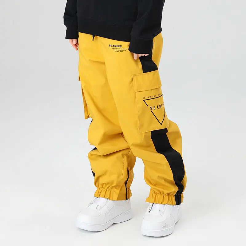 Women Reflective Ski Cargo Jogger Pants With Logo Print Pocket 