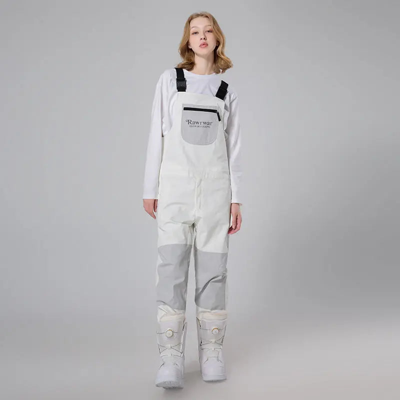 Women Reflective Stripe Snow Bibs Winter Sports Overalls 