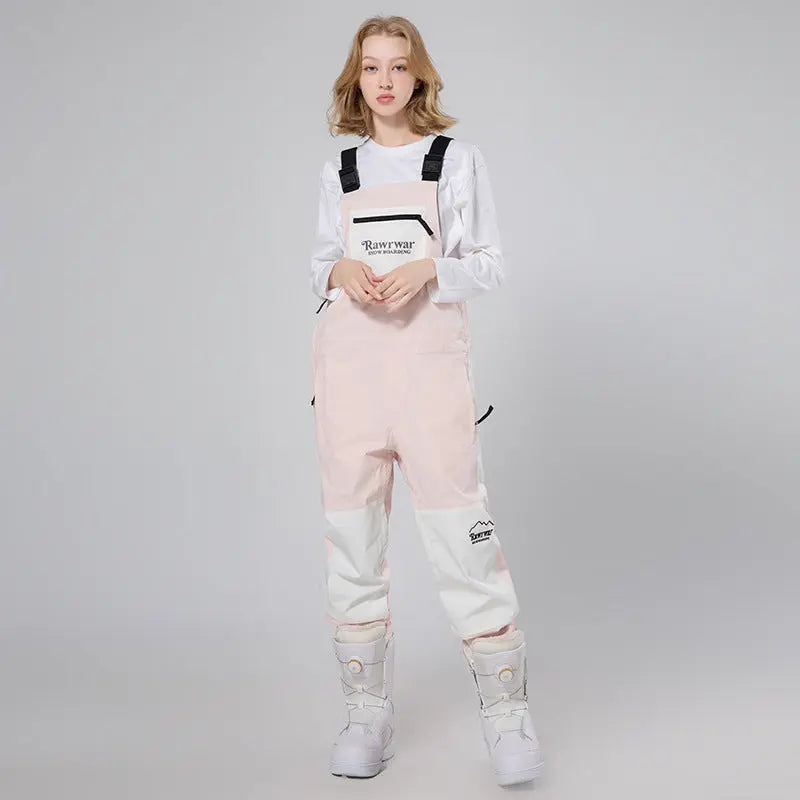 Women Reflective Stripe Snow Bibs Winter Sports Overalls 