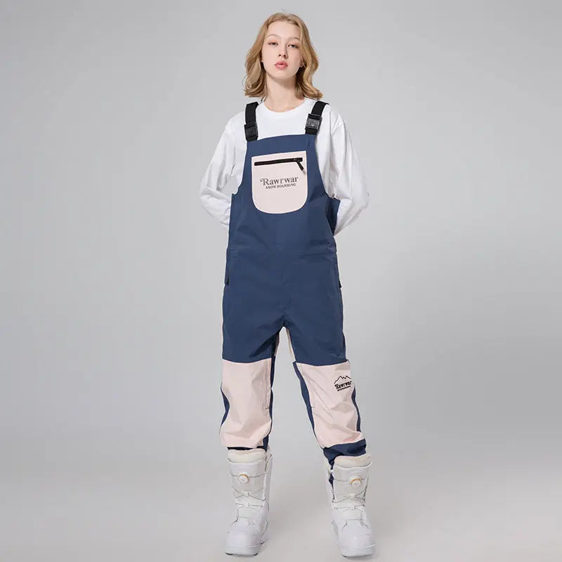 Women Reflective Stripe Snow Bibs Winter Sports Overalls 