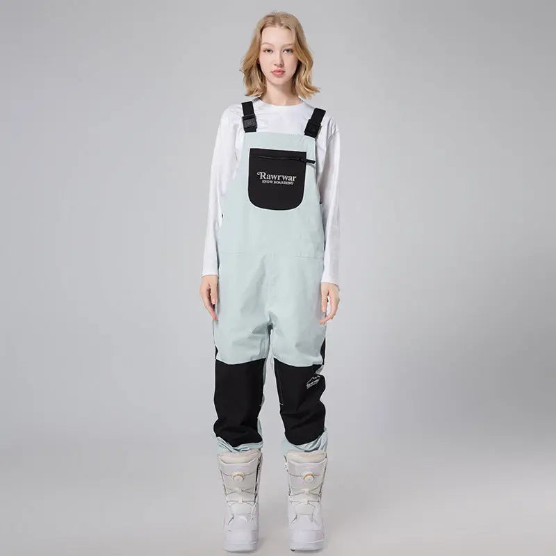 Women Reflective Stripe Snow Bibs Winter Sports Overalls 