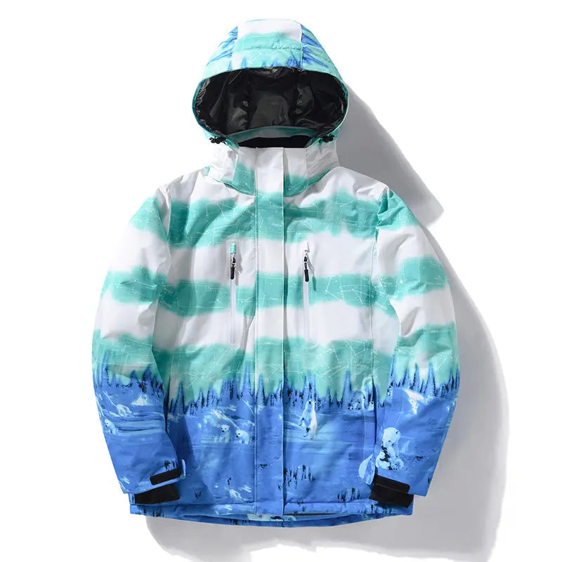 Women Waterproof Ski Jacket Hooded Printed Snowboard Coat HOTIANSNOW