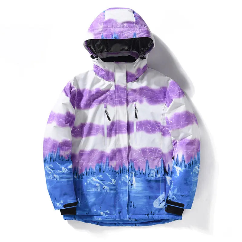 Women Waterproof Ski Jacket Hooded Printed Snowboard Coat HOTIANSNOW