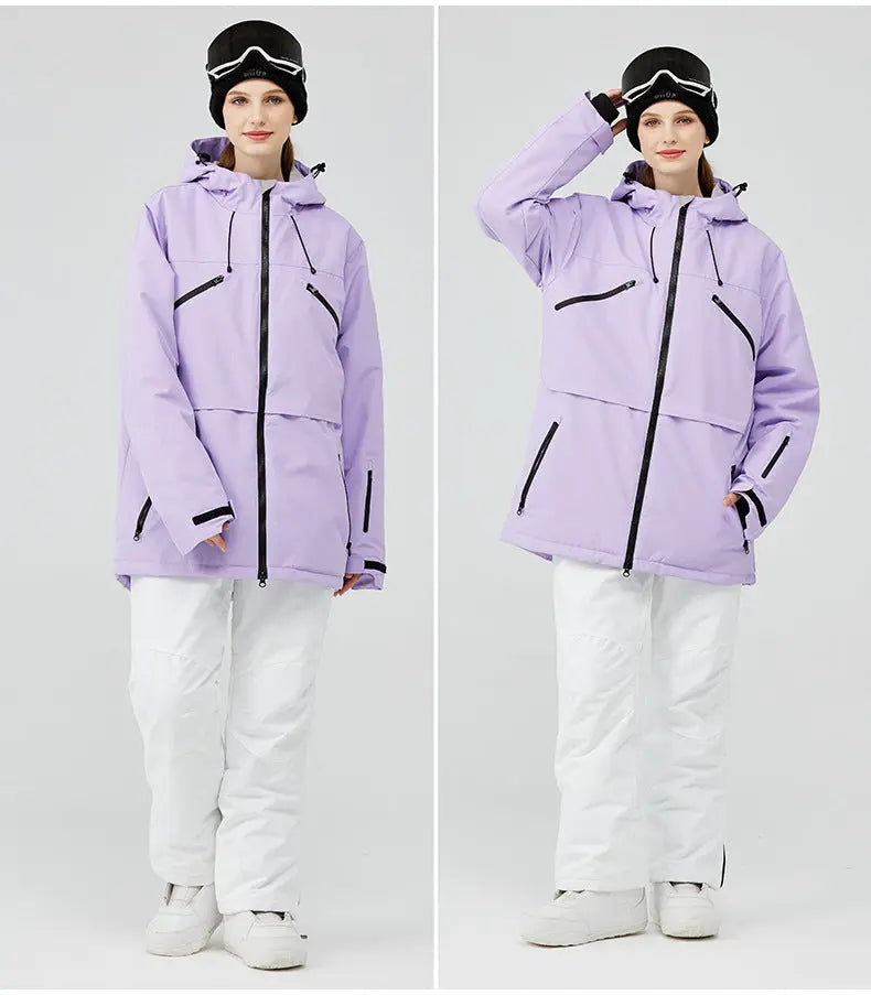 Women's Insulated Zip-up Snow Jacket & Pants Set HOTIANSNOW