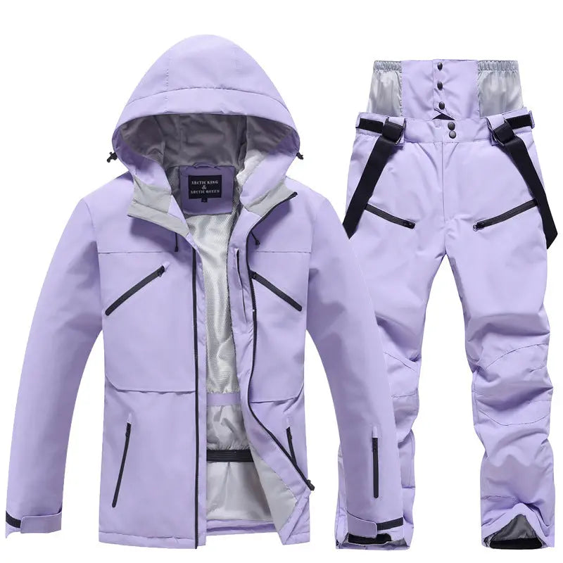 Women's Insulated Zip-up Snow Jacket & Pants Set HOTIANSNOW