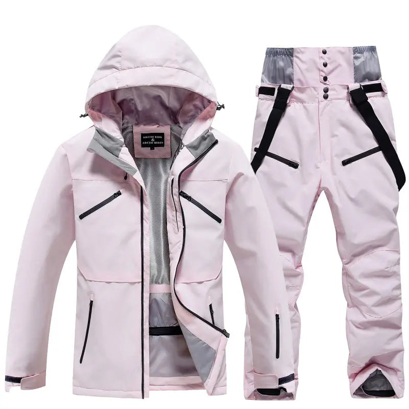 Women's Insulated Zip-up Snow Jacket & Pants Set HOTIANSNOW