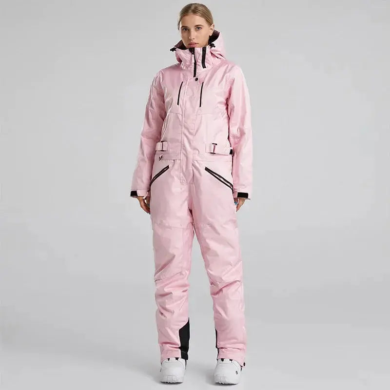 Women's Plain White One Piece Snow Jumpsuits Ski Suits HOTIAN