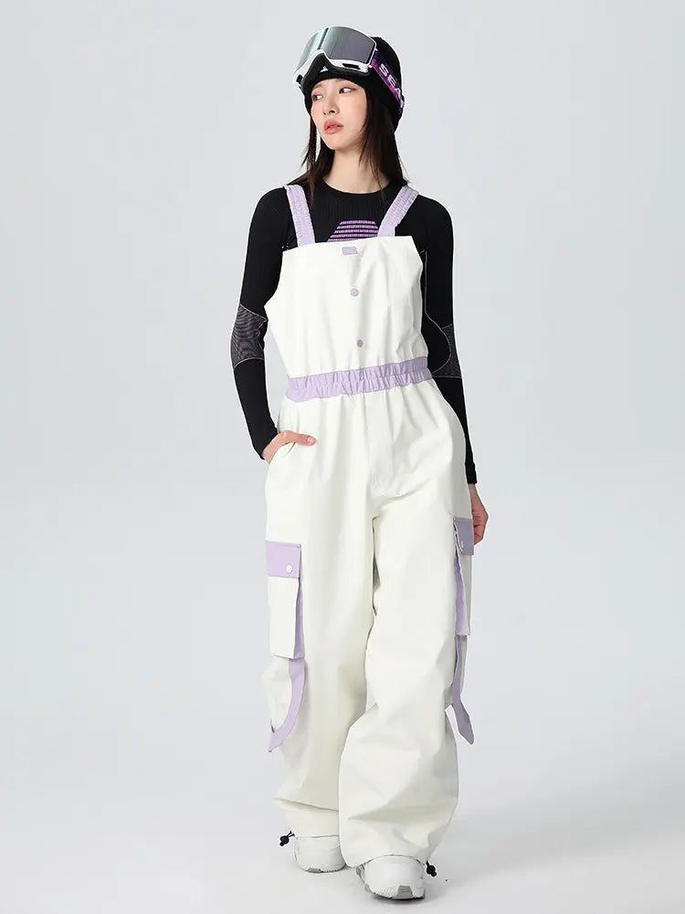 Women's Searipe ChillFlex Strap Accent Baggy Snow Bib Overalls Pants 