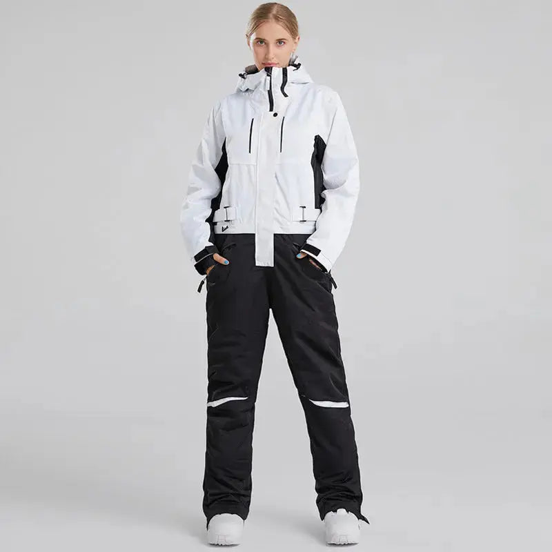 Women's White One Piece Snow Jumpsuits Ski Suits HOTIAN