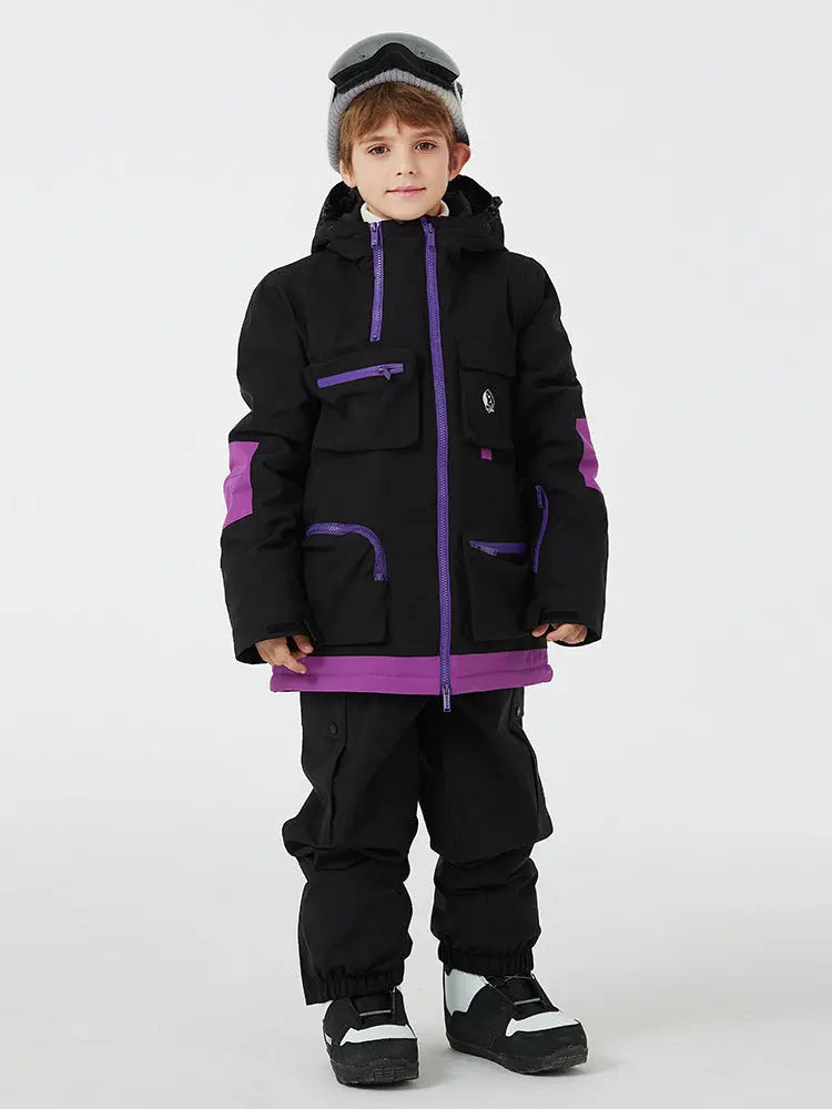 Youth Hooded Snow Jackets & Bibs Pants 2 Pieces HOTIANSNOW