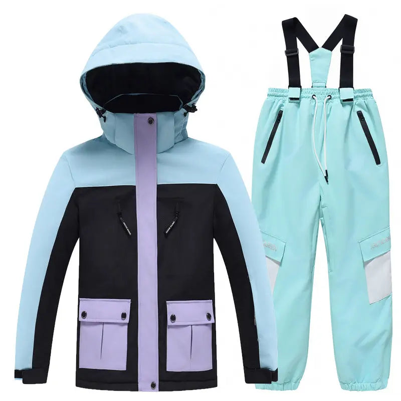 Youth Hooded Snow Jackets & Bibs Pants 2 Pieces HOTIANSNOW