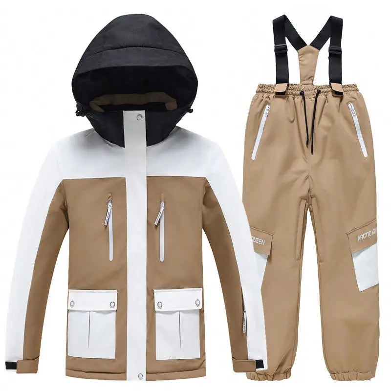 Youth Hooded Snow Jackets & Bibs Pants 2 Pieces HOTIANSNOW