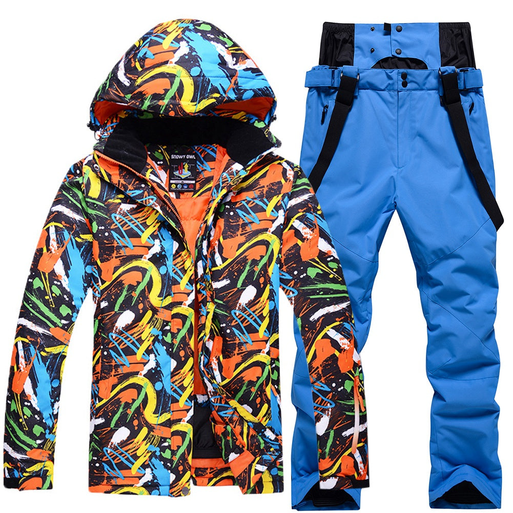 Hotian Graffiti Men Ski Snowboard Insulated Jacket & Bib Pants HOTIAN