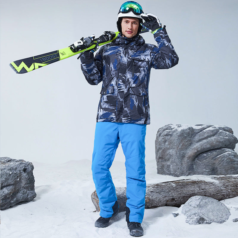 Hotian Men Ski Set Insulated Jacket & Bib Pants Waterproof HOTIAN