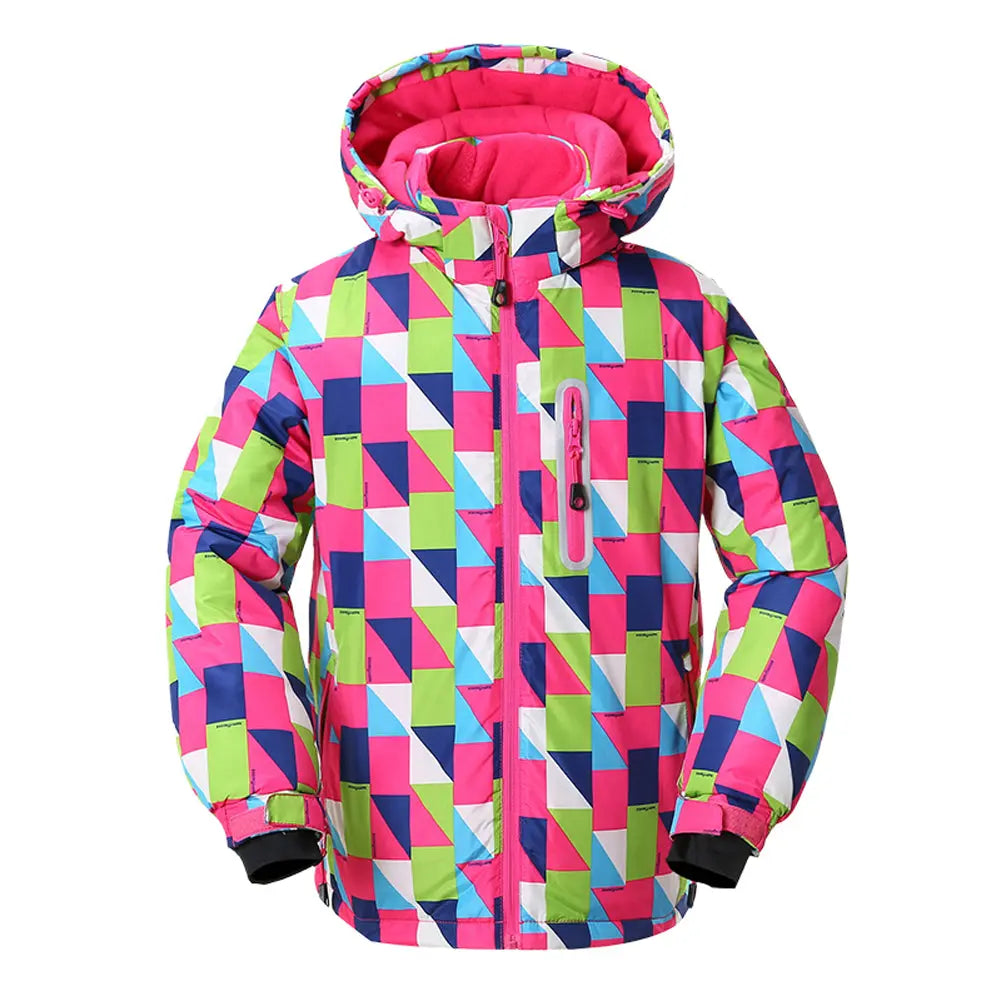 HOTIAN Girls Geometric Patterns Ski Jacket HOTIAN