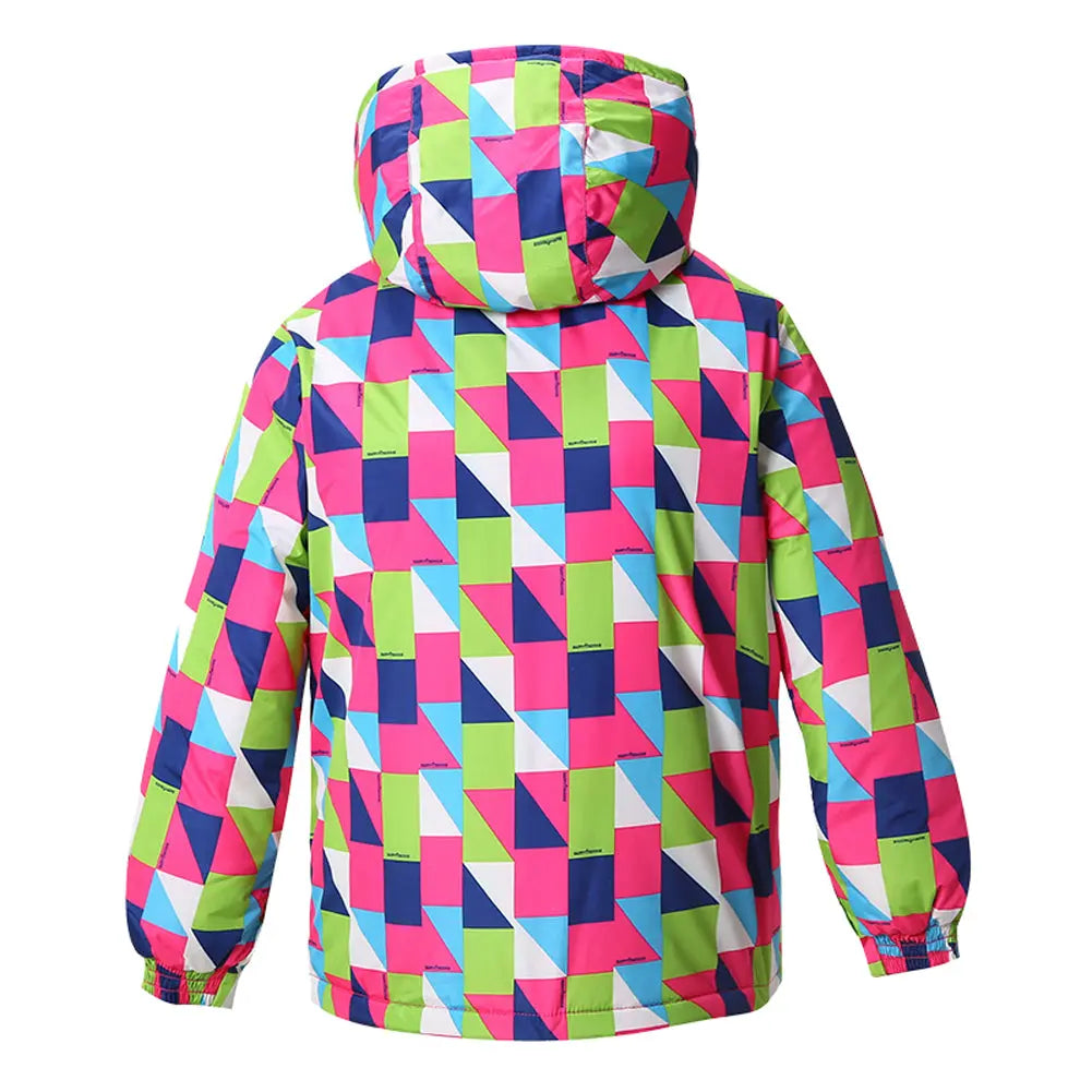 HOTIAN Girls Geometric Patterns Ski Jacket HOTIAN