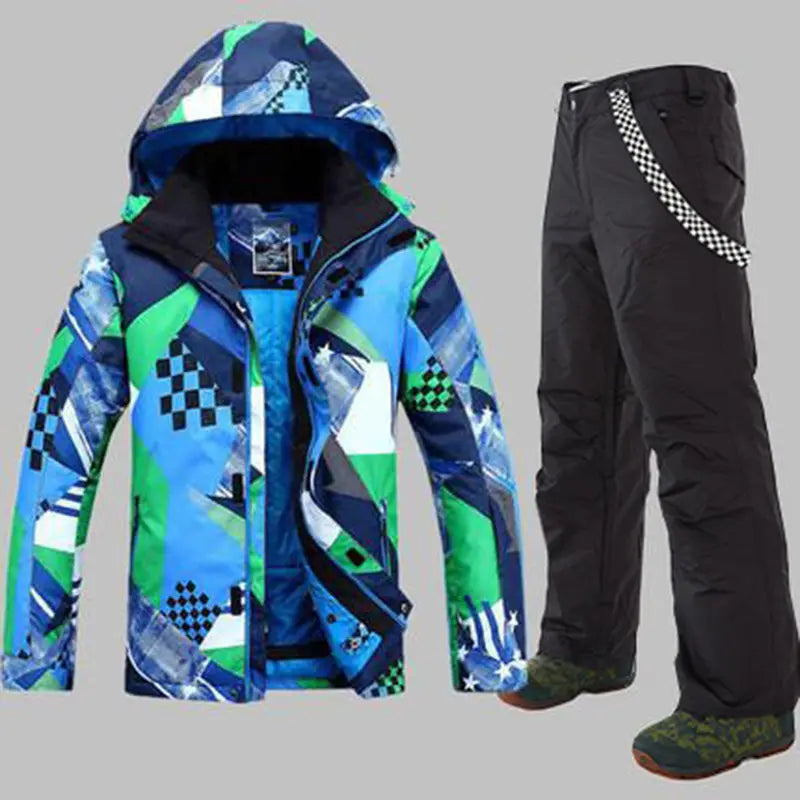 HOTIAN Men's Outdoor Colorful Thermal Ski Jacket and Pants Set HOTIAN