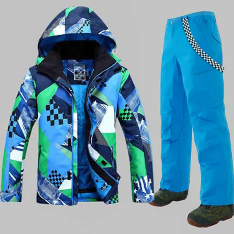 HOTIAN Men's Outdoor Colorful Thermal Ski Jacket and Pants Set HOTIAN